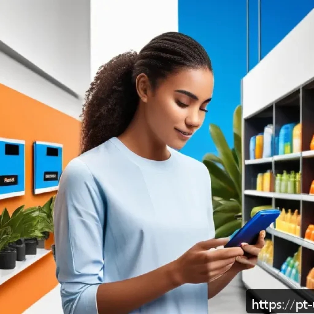 2023년 전환율 최적화 트렌드 - A modern Brazilian e-commerce mobile shopping scene showing a young adult woman using a sleek smartp...