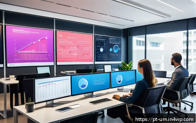 웹사이트 분석을 통한 전환율 향상 - A modern office scene showing a diverse team of digital marketing professionals analyzing website vi...